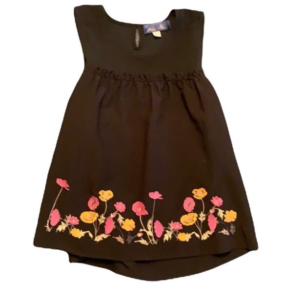 Francesca’s Blue Rain Black and Floral Blouse - Picture 1 of 5